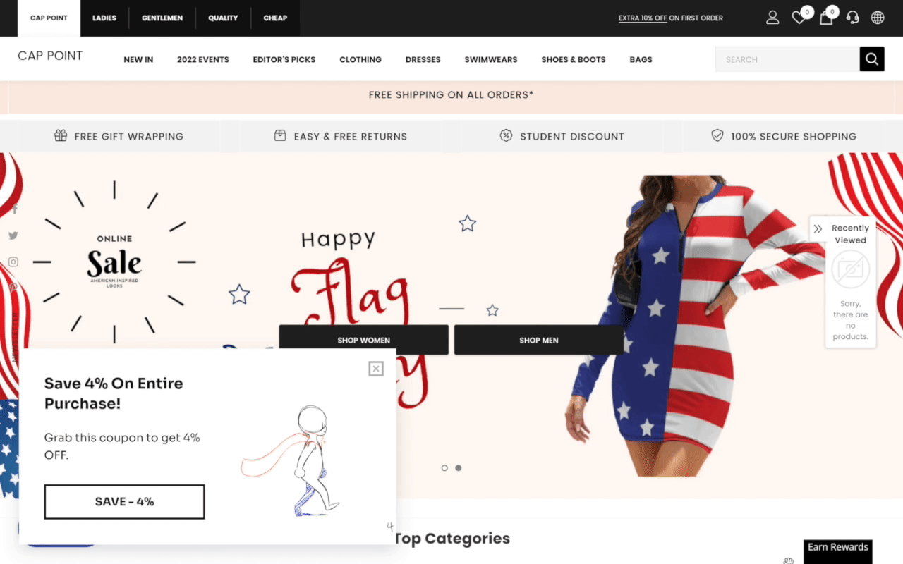 CAP POINT use both scroll-based and time-delay triggers on their website