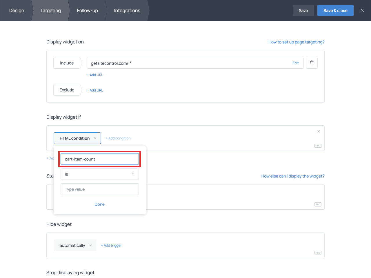 Adding the HTML element’s class to the CSS selector field