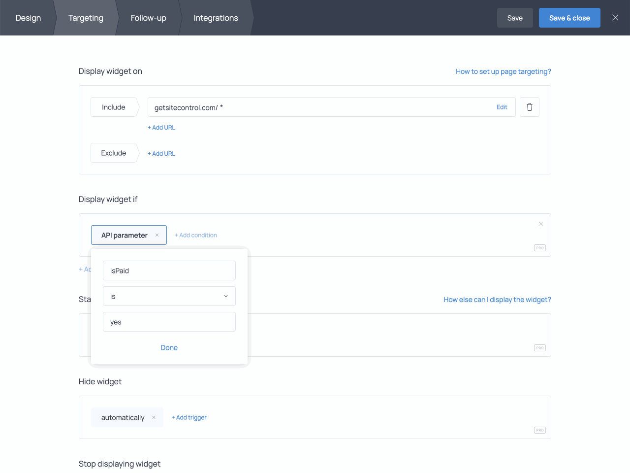 Setting up a custom API parameter